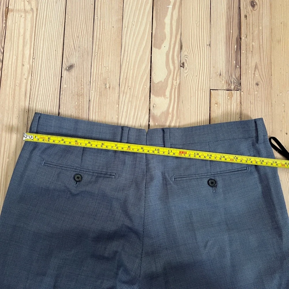 Banana Republic Marzotto 110 Wool Mens Blue Grey Micro Pattern Dress Pants Slack